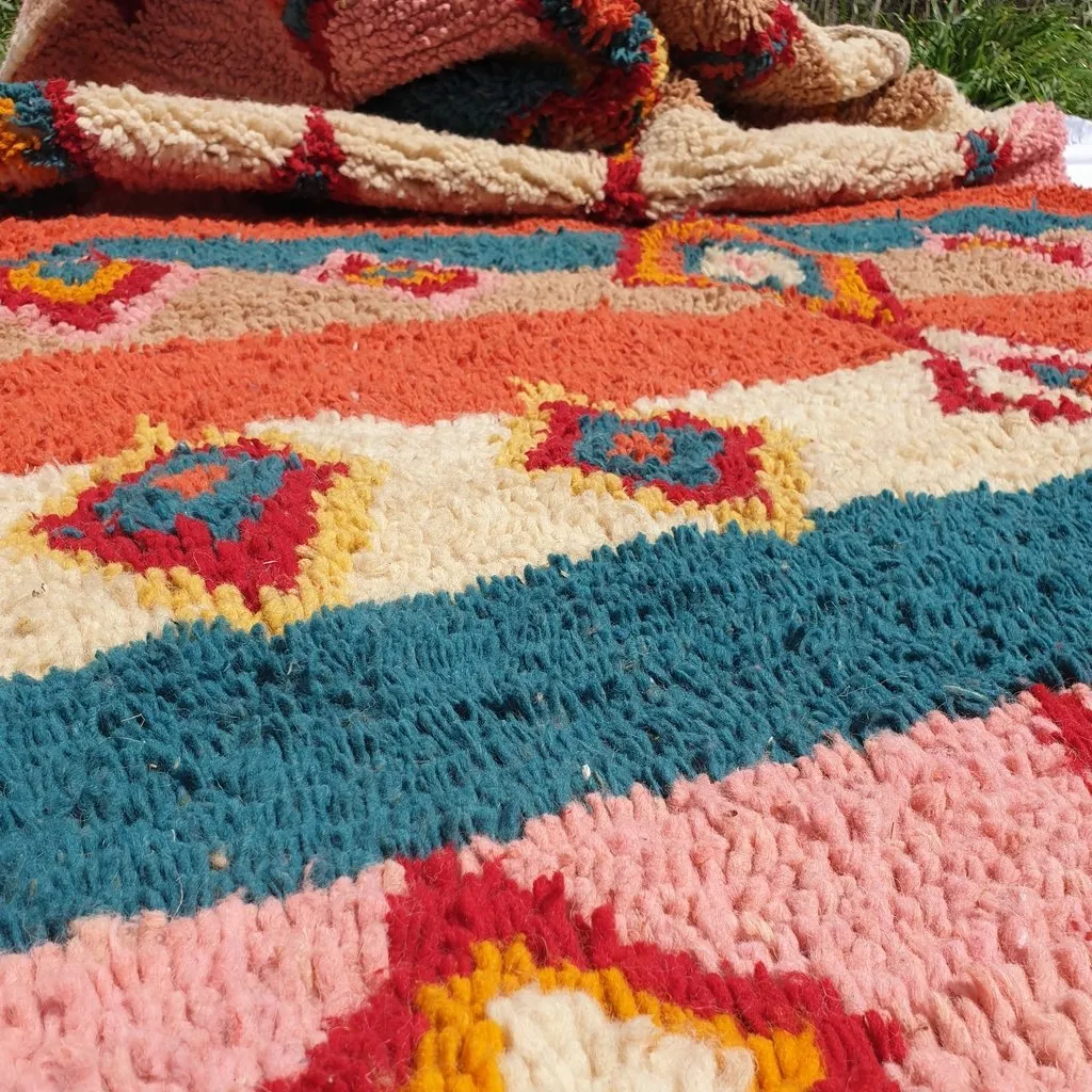 FENZER | 8'5x5 Ft | 2,5x1,5 m | Moroccan Colorful Rug | 100% wool handmade