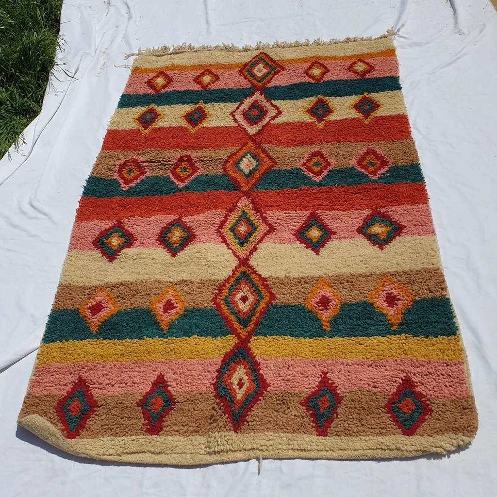 FENZER | 8'5x5 Ft | 2,5x1,5 m | Moroccan Colorful Rug | 100% wool handmade