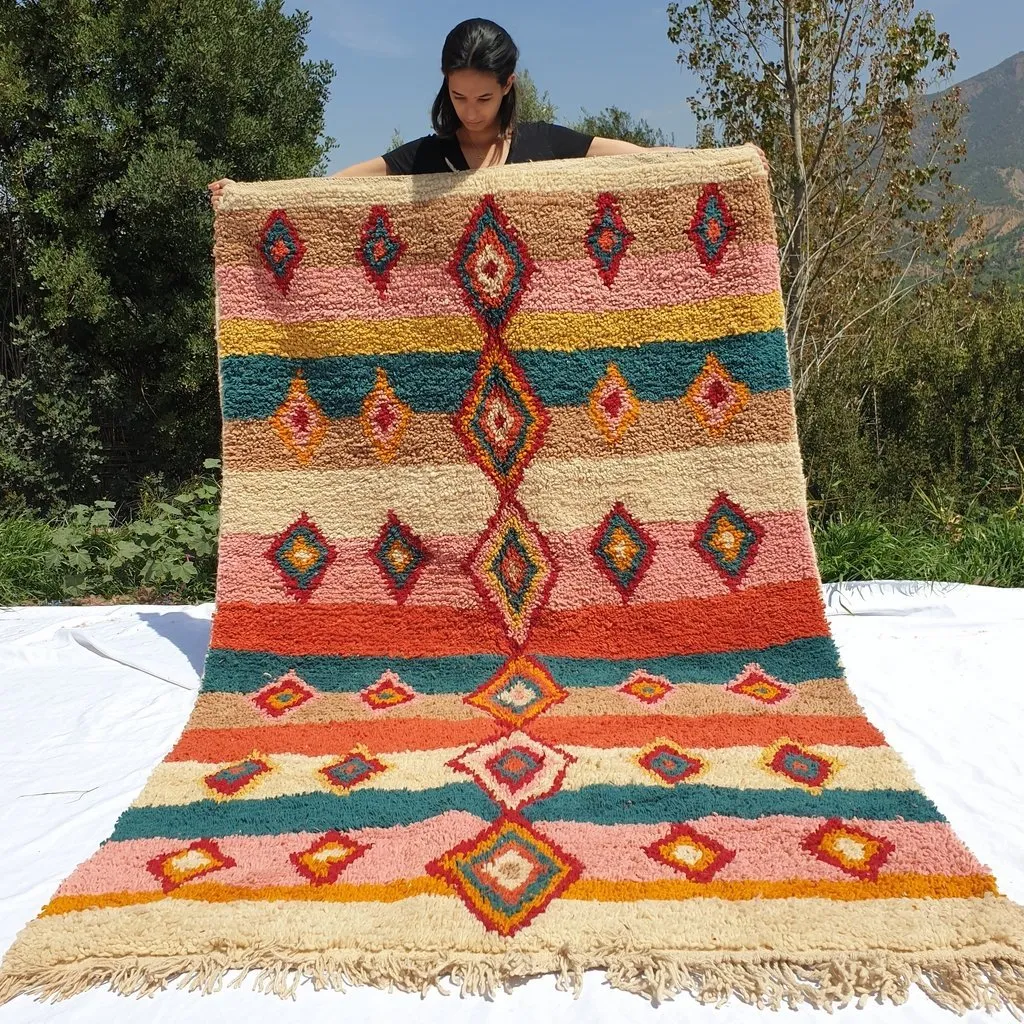 FENZER | 8'5x5 Ft | 2,5x1,5 m | Moroccan Colorful Rug | 100% wool handmade