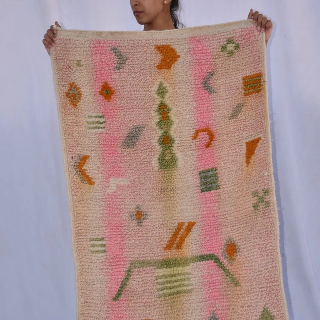 FOUM Runner | 9x2 Ft | 3x0,7 m | Moroccan Colorful Rug | 100% wool handmade