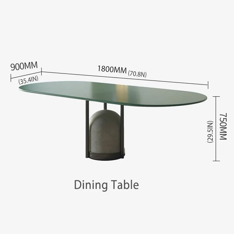 Green Glossy Kitchen Table Carbon Steel Frame