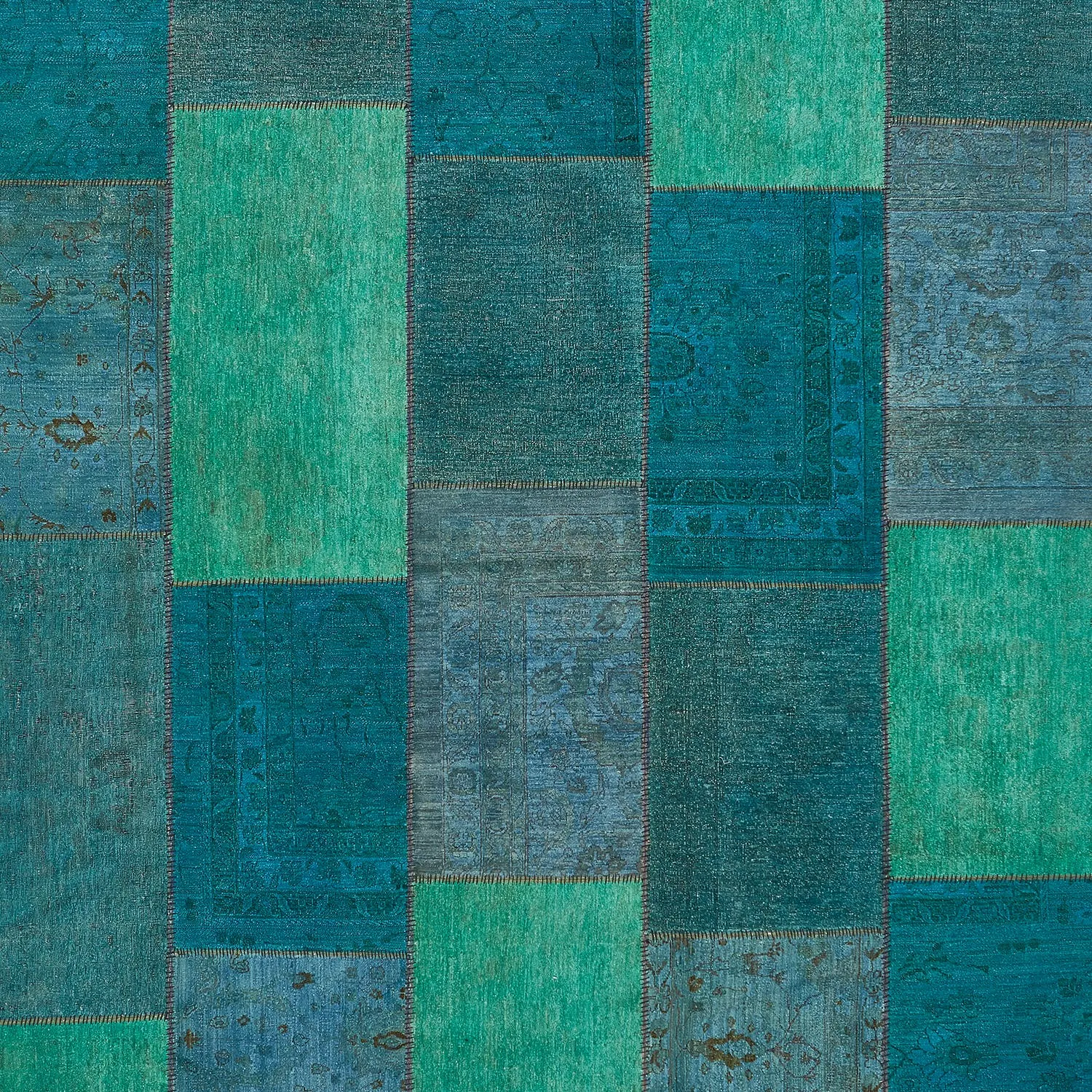 Green Samsara Patchwork Wool Rug - 8'1" x 9'11"