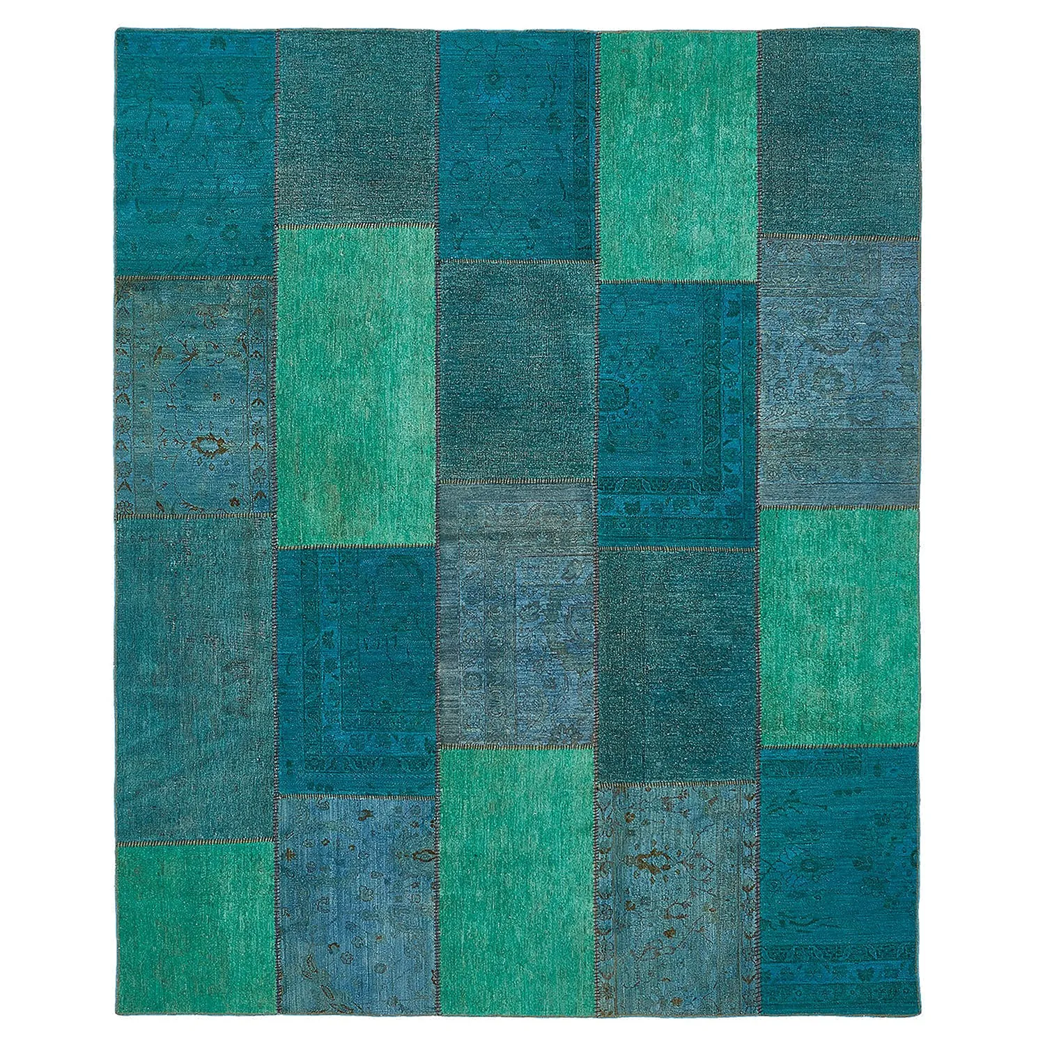 Green Samsara Patchwork Wool Rug - 8'1" x 9'11"