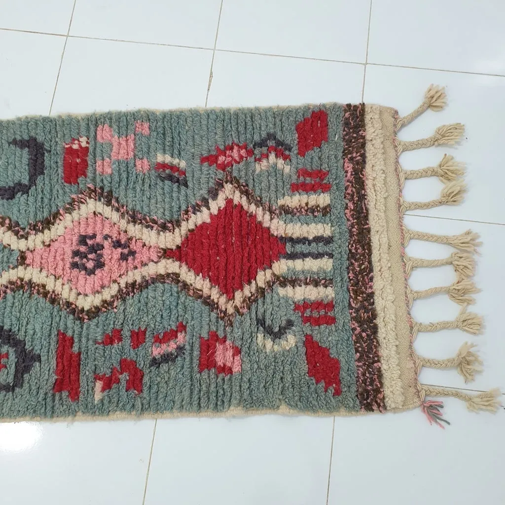 KSAR Runner | 9'5x2'5 Ft | 2,91x0,77 m | Moroccan Colorful Rug | 100% wool handmade