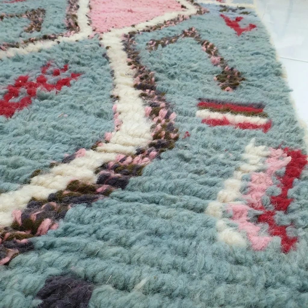 KSAR Runner | 9'5x2'5 Ft | 2,91x0,77 m | Moroccan Colorful Rug | 100% wool handmade