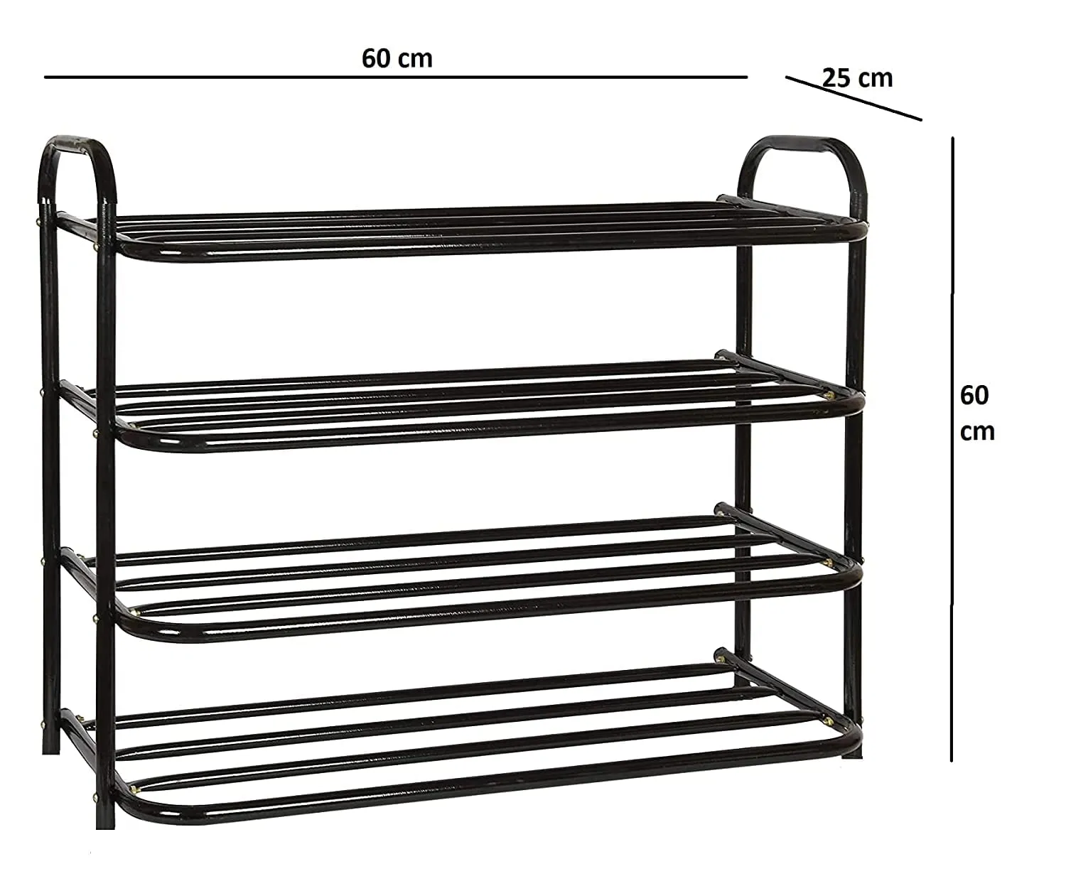 KSP HOME Heavy Metal Shoe Rack (4 Shelves) Foldable Open Book Shelf, Book Shelve, Shoe Rack, Shoes Storage Rack for Home Shoe Stand Shelf Big (60 * 60 * 25 cm) (Black) (4 Shelf Big)