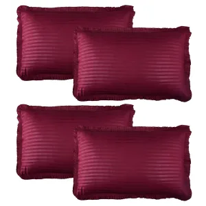Kuber Industries Pillow Cover | Cotton Pillow Cover Set | Cushion Pillow Cover Set | Premium Pillow Cover Set for Bedroom | Lining Frill Pillow Cover Set | 4 Piece Set | Maroon