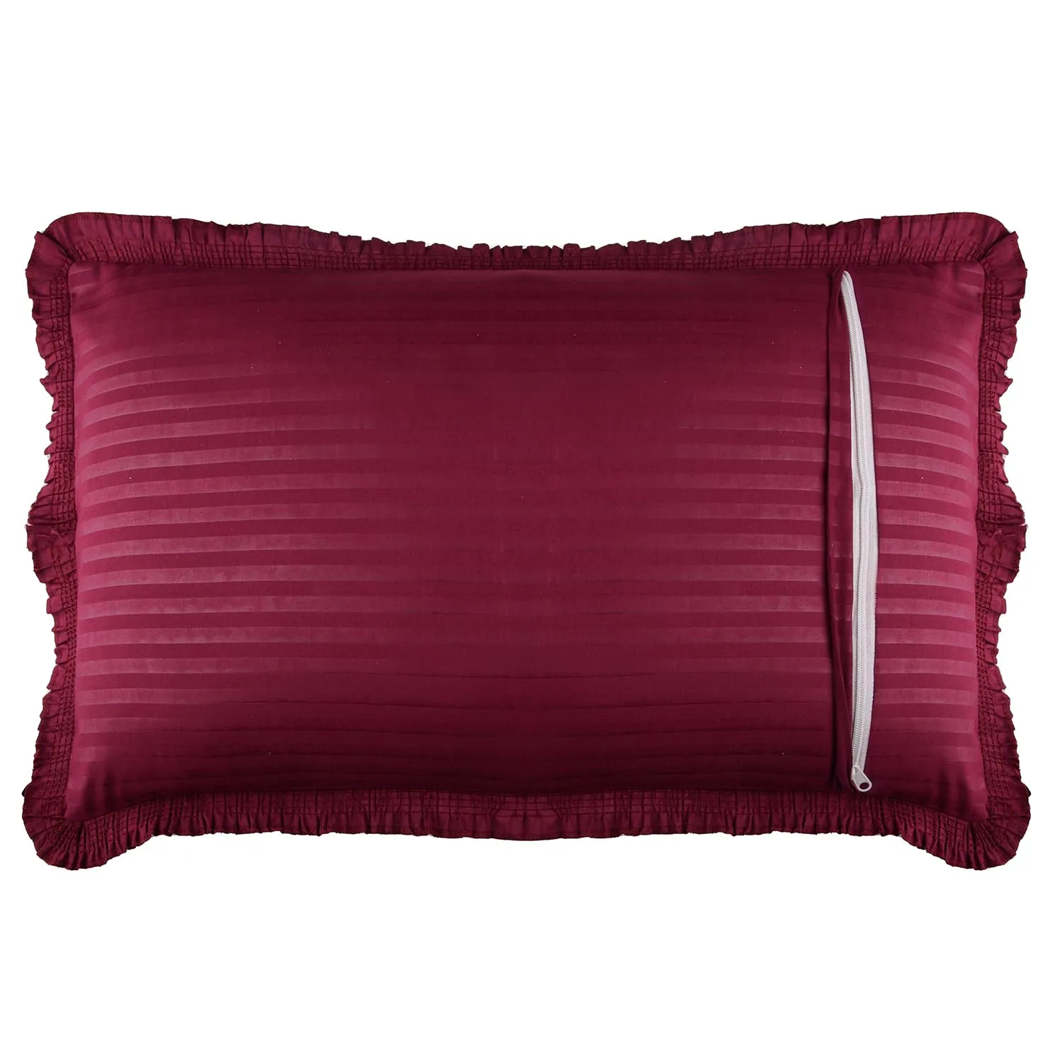 Kuber Industries Pillow Cover | Cotton Pillow Cover Set | Cushion Pillow Cover Set | Premium Pillow Cover Set for Bedroom | Lining Frill Pillow Cover Set | 4 Piece Set | Maroon