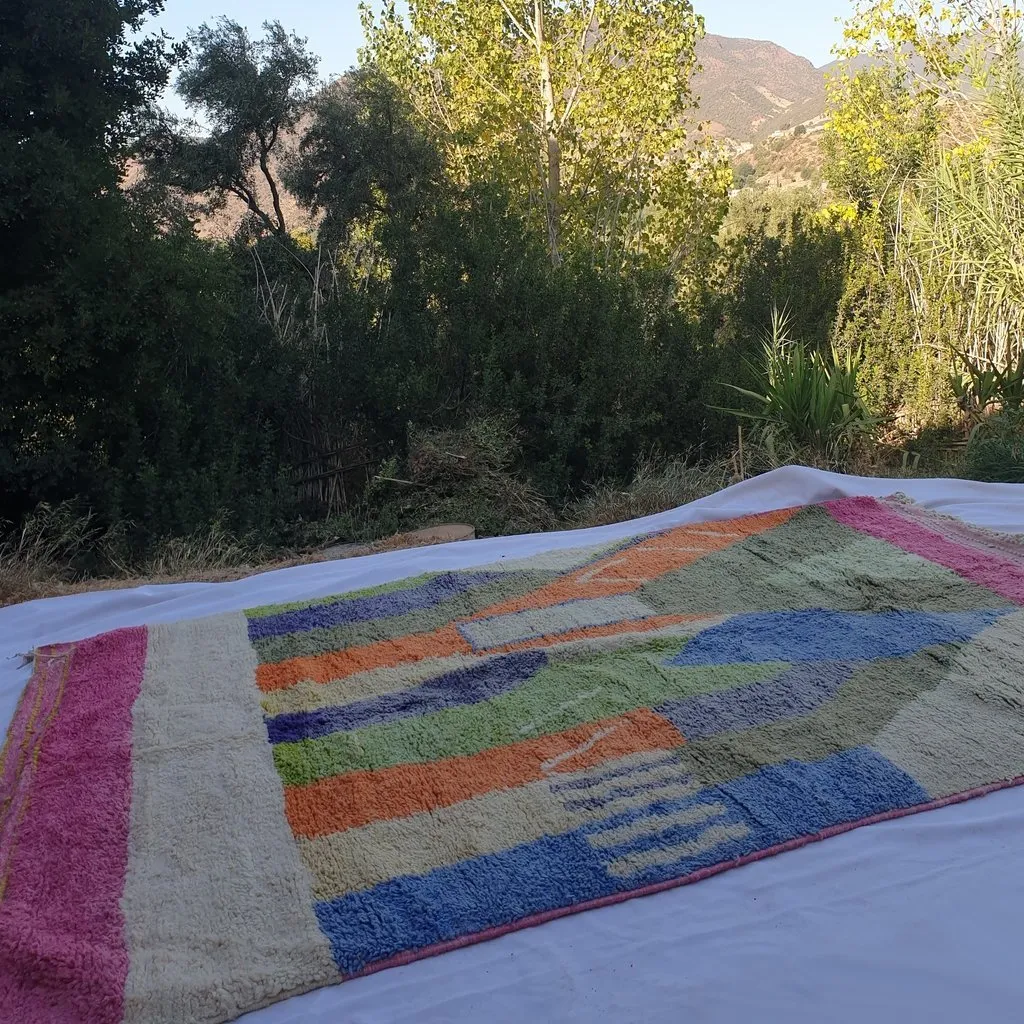 LAOU | 10'2x6'6 Ft | 312x202 cm | Moroccan Colorful Rug | 100% wool handmade