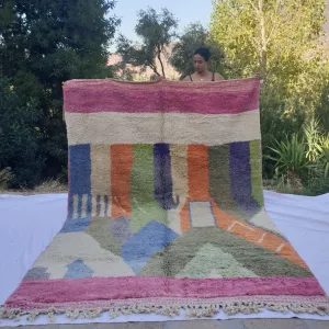 LAOU | 10'2x6'6 Ft | 312x202 cm | Moroccan Colorful Rug | 100% wool handmade