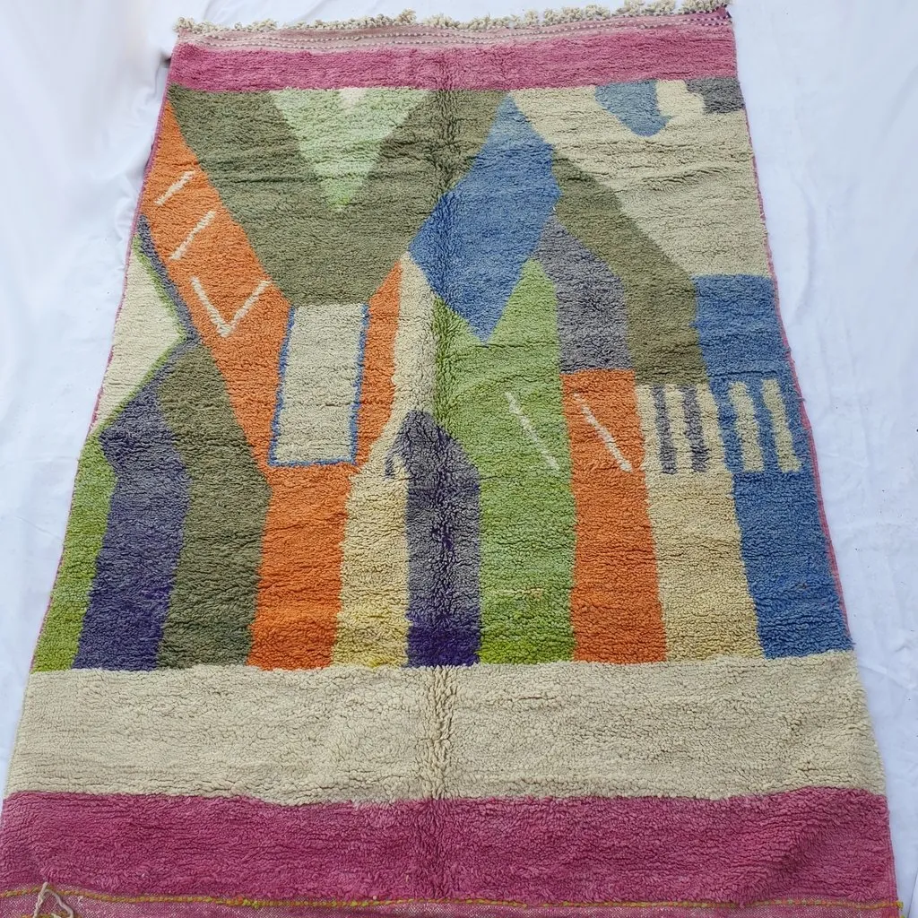 LAOU | 10'2x6'6 Ft | 312x202 cm | Moroccan Colorful Rug | 100% wool handmade
