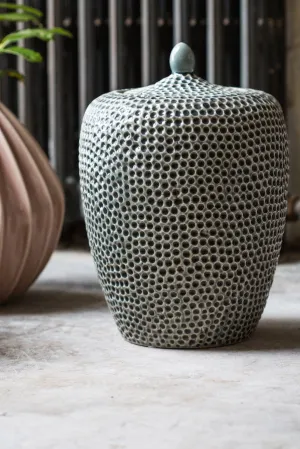 Large Dimpled Storage Pot With Lid