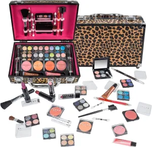 Leopard Print Makeup Train Case & Complete Cosmetic Set - Stylish Organizer & Perfect Gift!