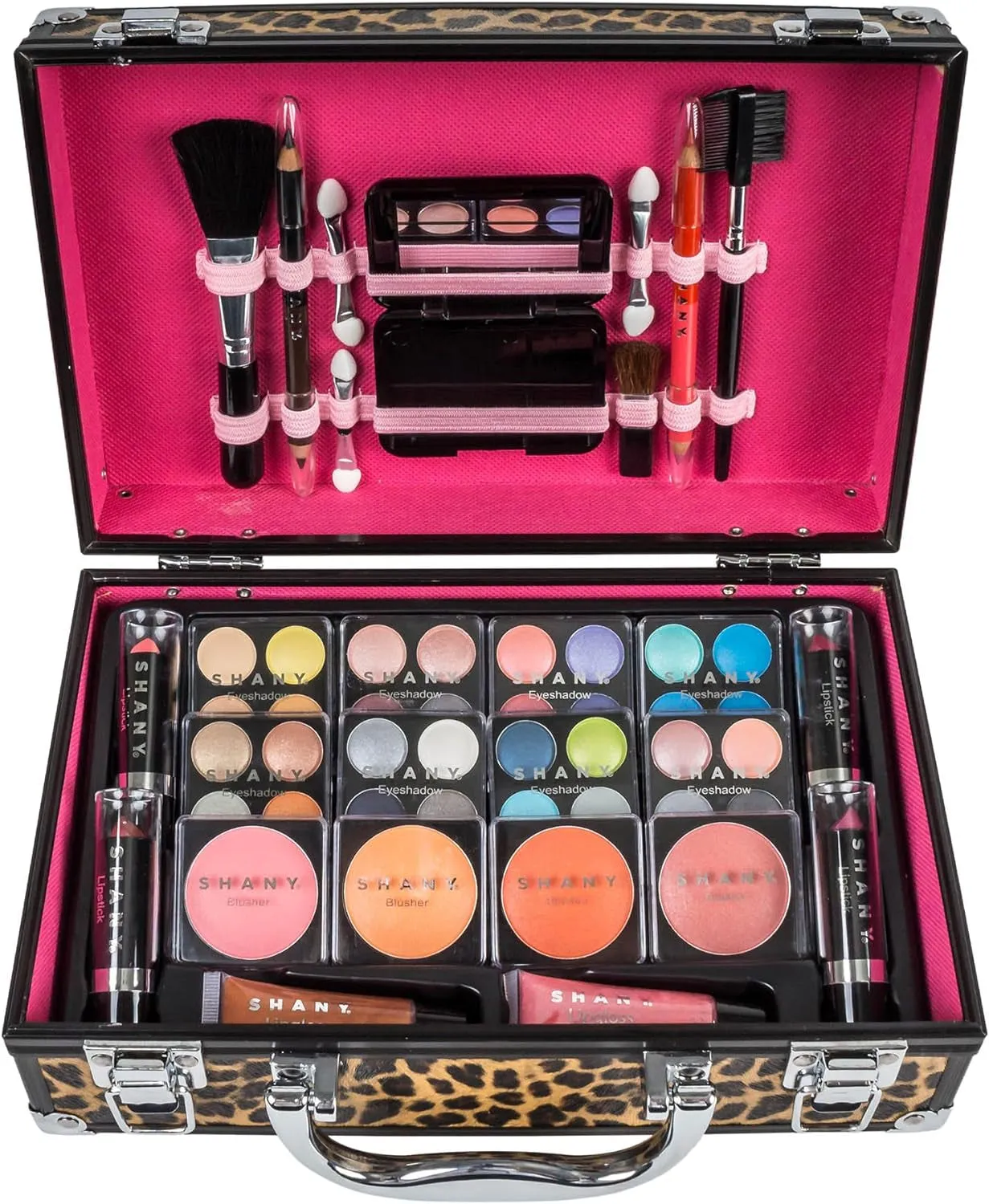 Leopard Print Makeup Train Case & Complete Cosmetic Set - Stylish Organizer & Perfect Gift!