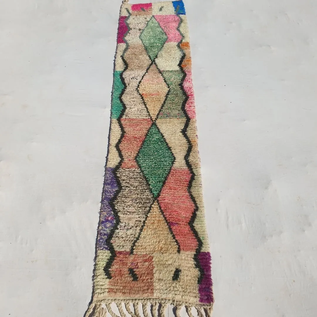 Luza Runner | Moroccan Hallway Runner Berber Boujad | 2'20x9'32 ft | 67x284 cm