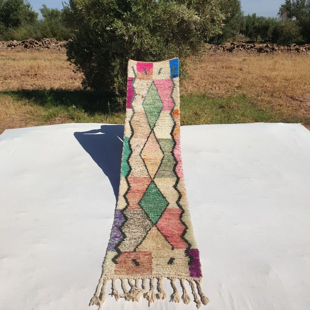 Luza Runner | Moroccan Hallway Runner Berber Boujad | 2'20x9'32 ft | 67x284 cm