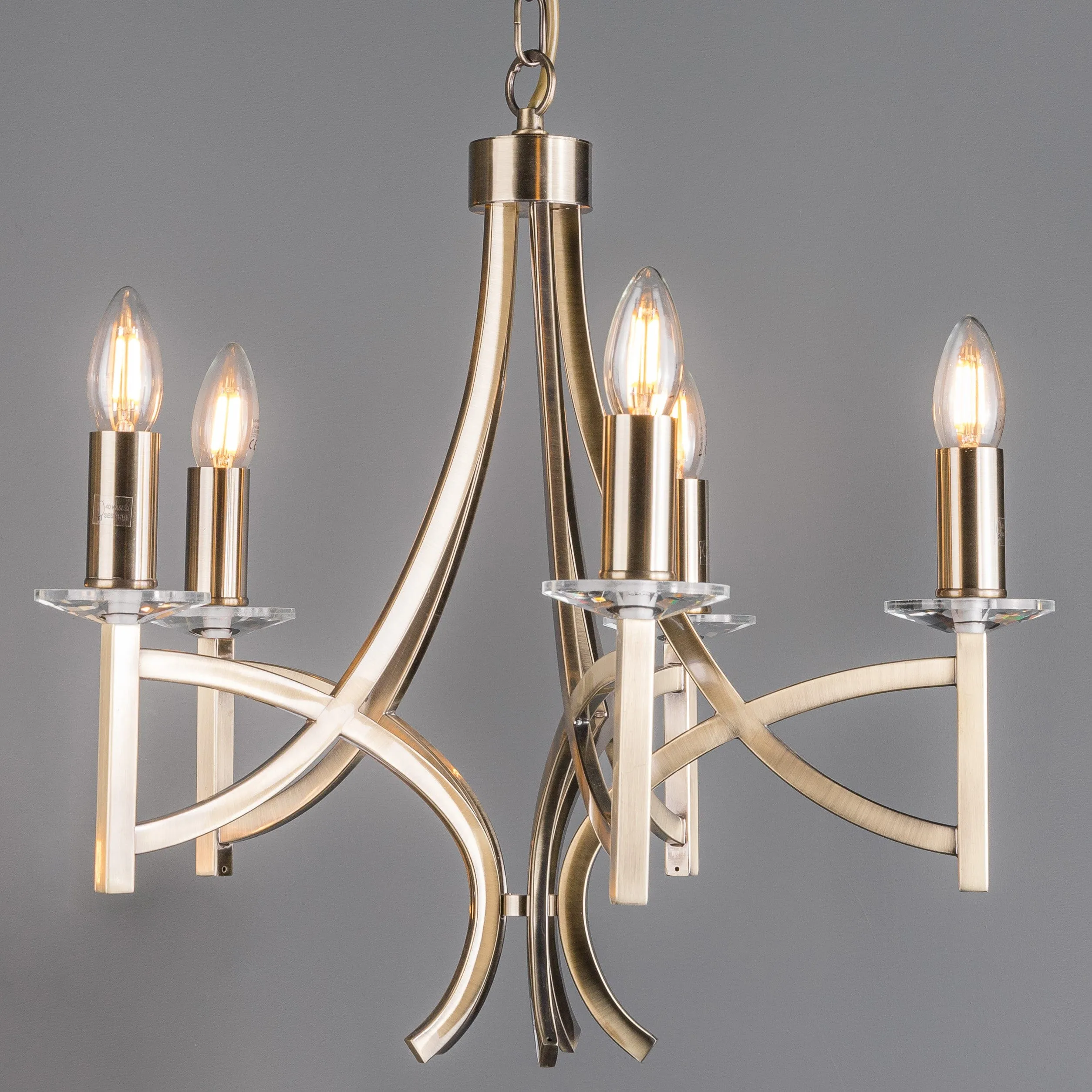 Madrid 5 Light Antique Brass Pendant Ceiling Light