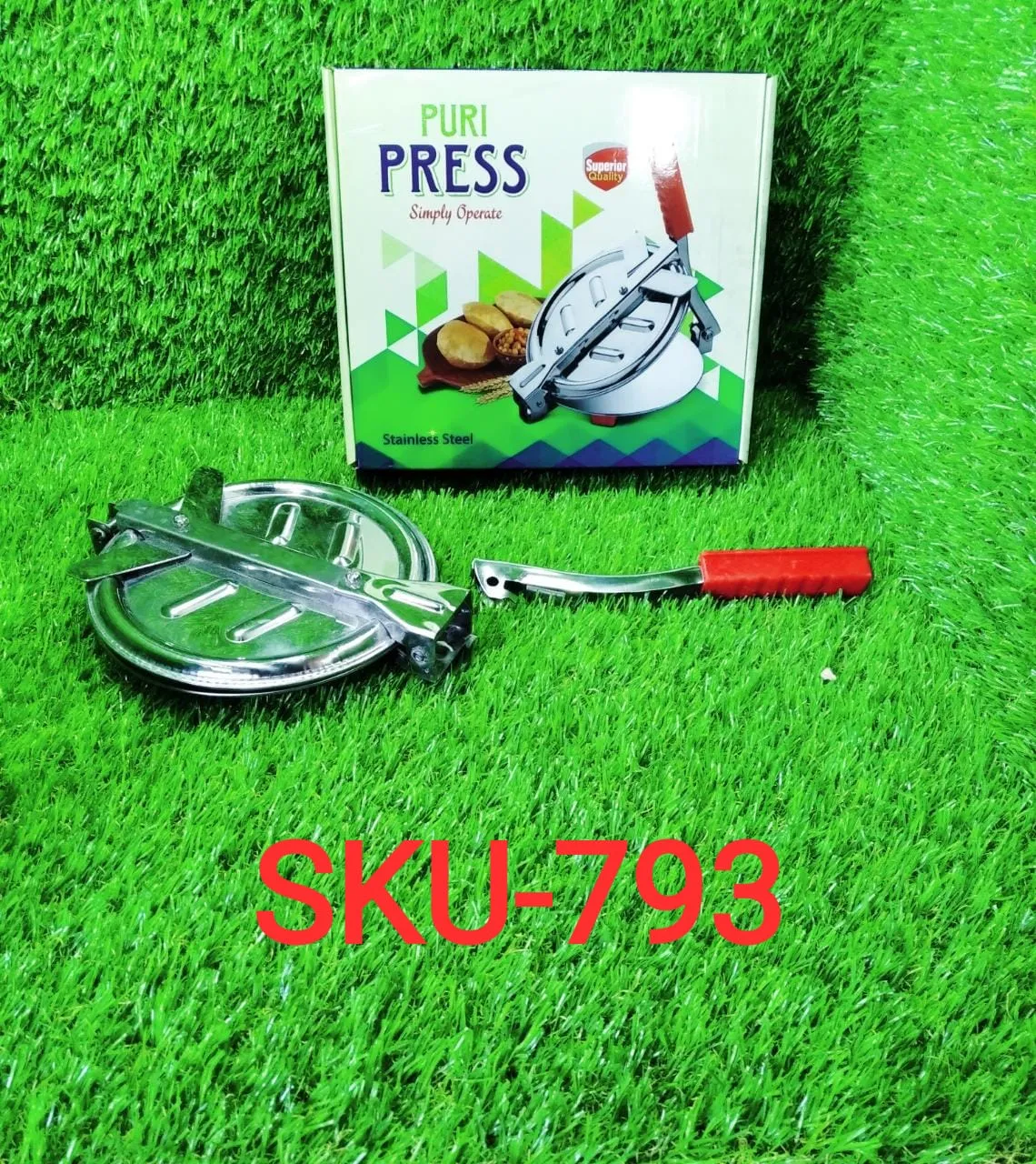 Manual Stainless Steel Puri Press Machine / Maker with Handle (6 inch)