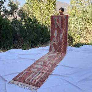 MARET Runner | 11'3x2'3 Ft | 3,45x0,71 m | Moroccan Colorful Rug | 100% wool handmade