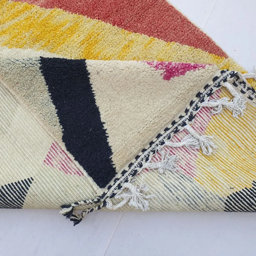 Mchila | Authentic Beni Ourain 4x7 Colorful Moroccan Rug | 4'82x7'87 Ft | 147x240 cm