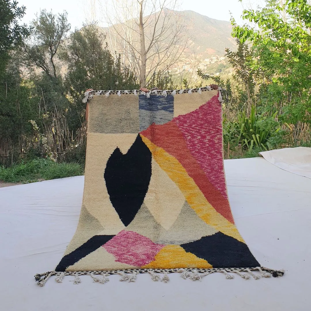 Mchila | Authentic Beni Ourain 4x7 Colorful Moroccan Rug | 4'82x7'87 Ft | 147x240 cm