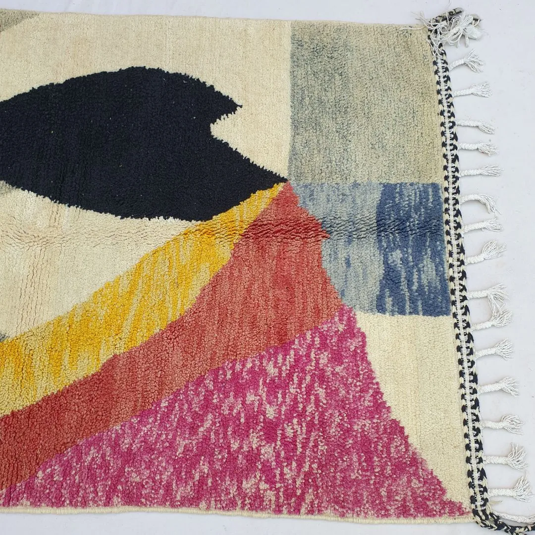 Mchila | Authentic Beni Ourain 4x7 Colorful Moroccan Rug | 4'82x7'87 Ft | 147x240 cm