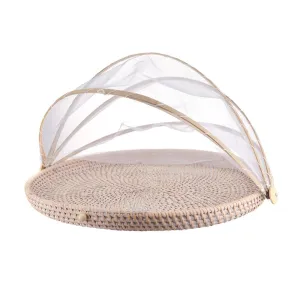 Mesh Food Cover Rattan Base 45cm