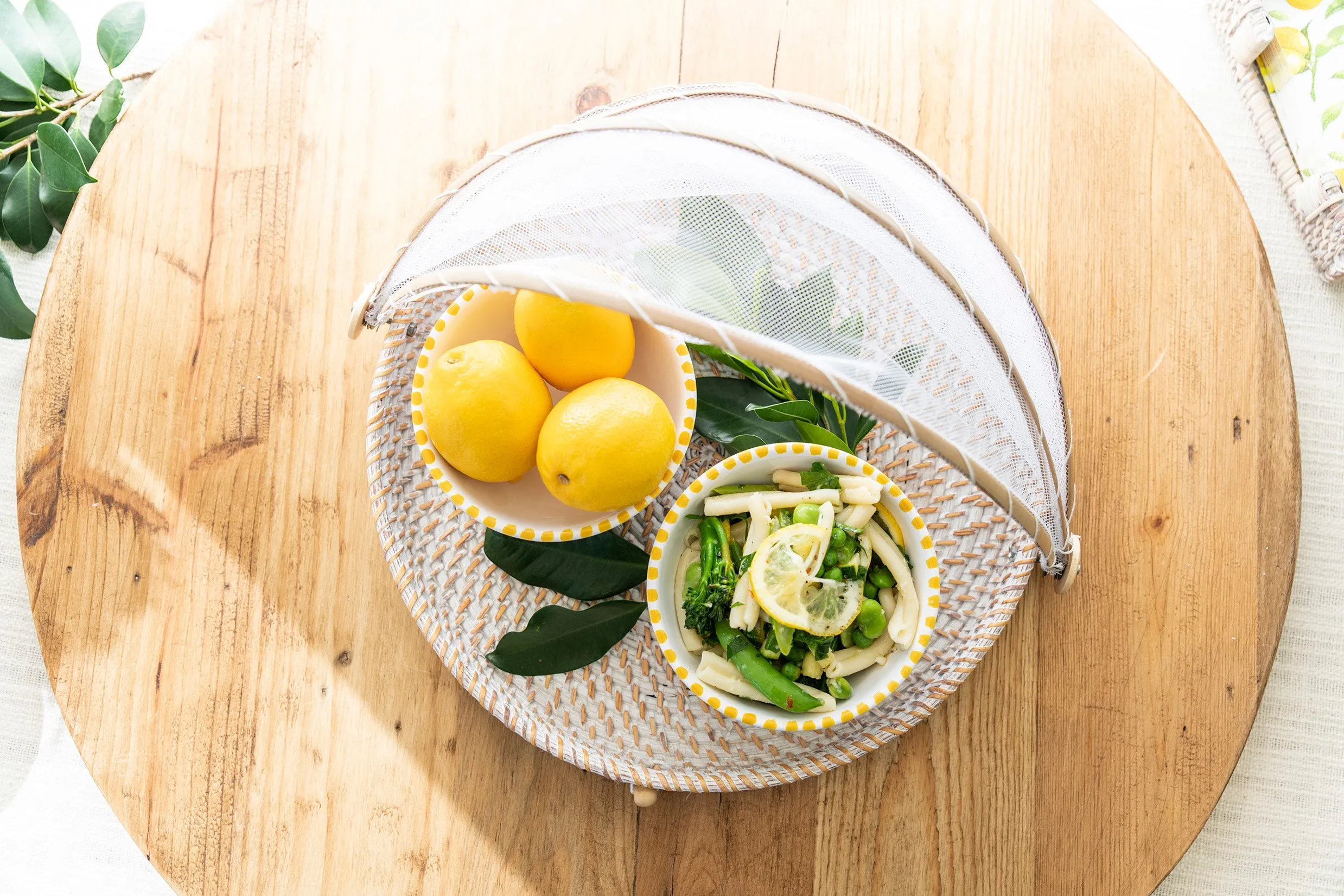 Mesh Food Cover Rattan Base 45cm