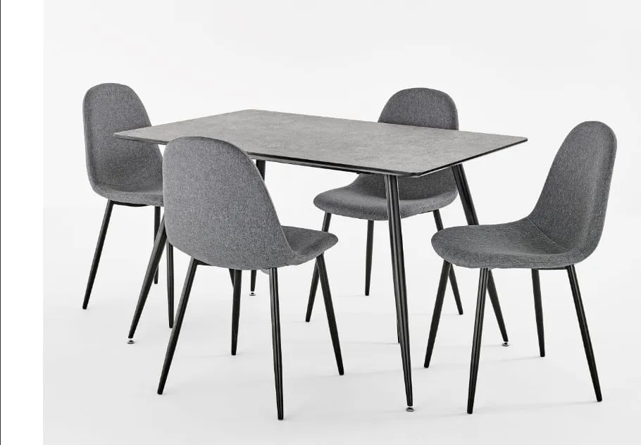 Miami Fixed Top Table with Barcelona Fabric Chairs - Elegant Dining Set