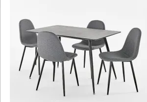 Miami Fixed Top Table with Barcelona Fabric Chairs - Elegant Dining Set