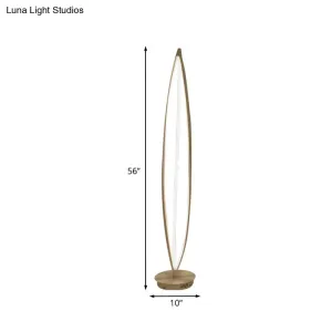 Modern LED Floor Lamp - Metallic Leaf Design, Adjustable Light Temperature