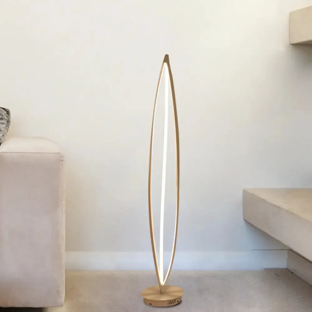 Modern LED Floor Lamp - Metallic Leaf Design, Adjustable Light Temperature