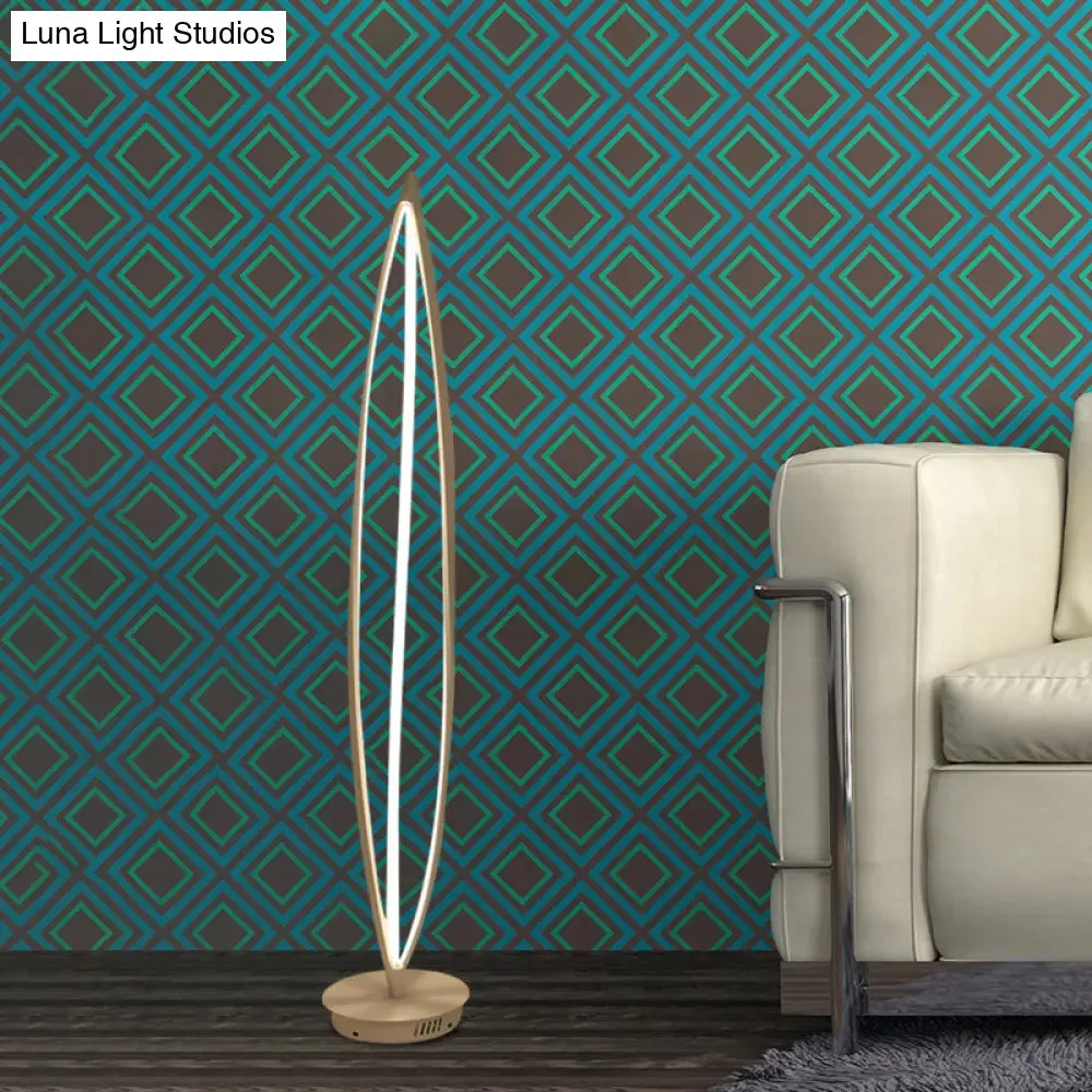 Modern LED Floor Lamp - Metallic Leaf Design, Adjustable Light Temperature