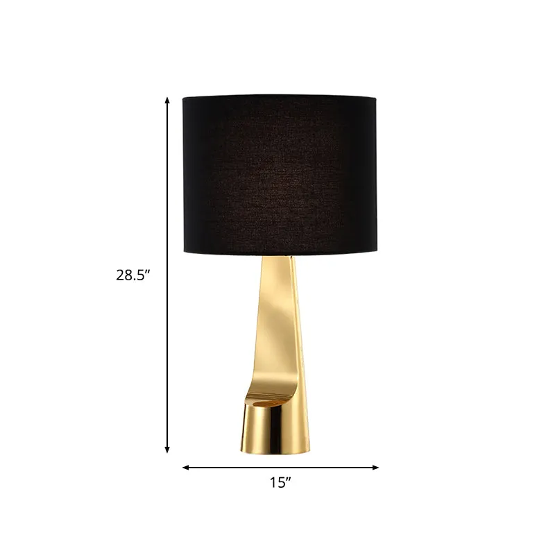 Modern Metal Desk Lamp with Straight Sided Shade and 1 Head in Black