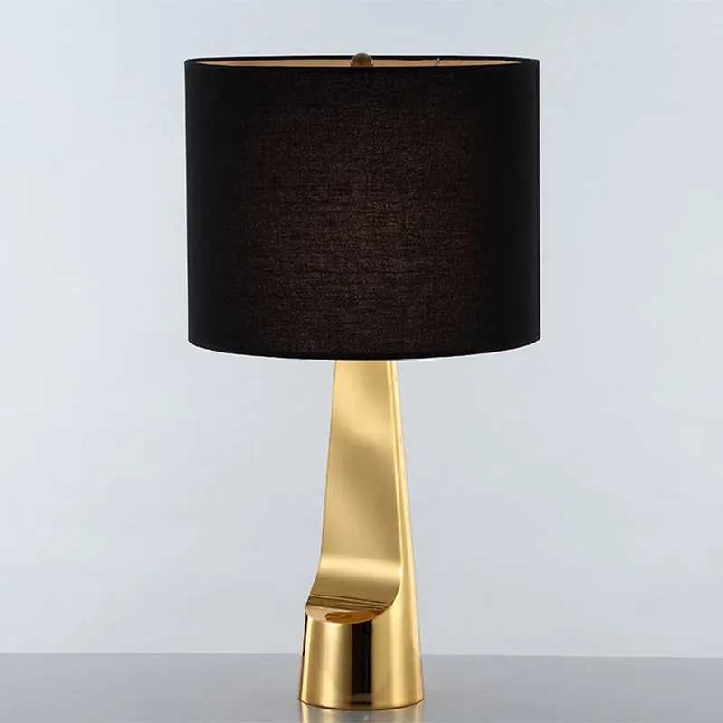Modern Metal Desk Lamp with Straight Sided Shade and 1 Head in Black