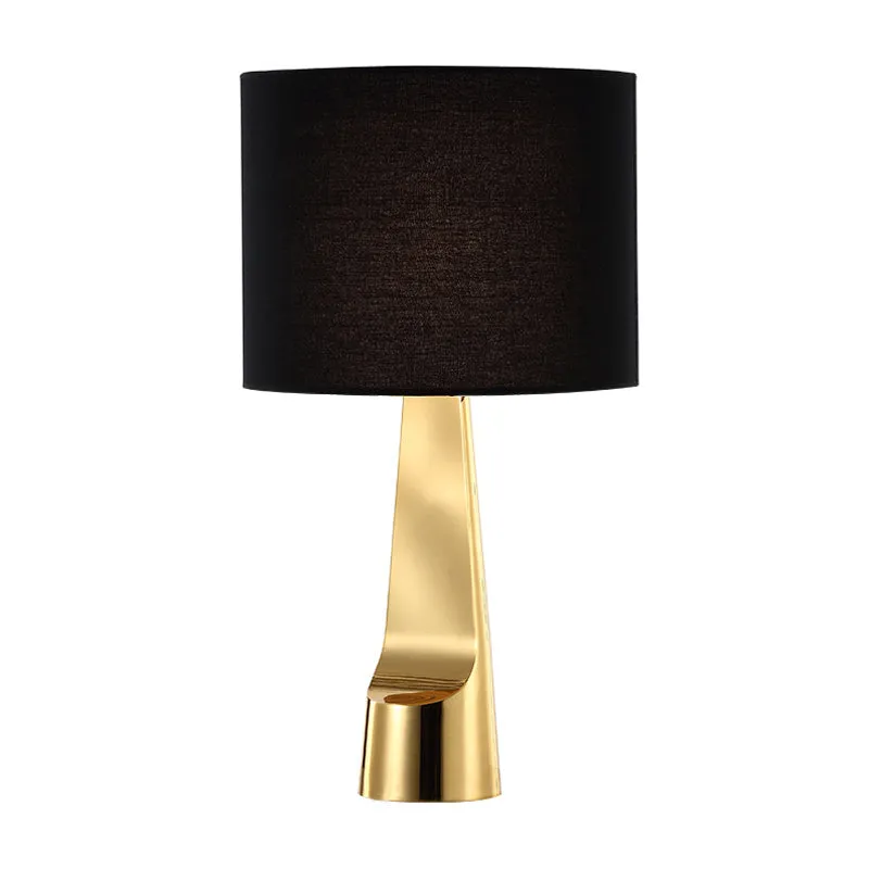 Modern Metal Desk Lamp with Straight Sided Shade and 1 Head in Black