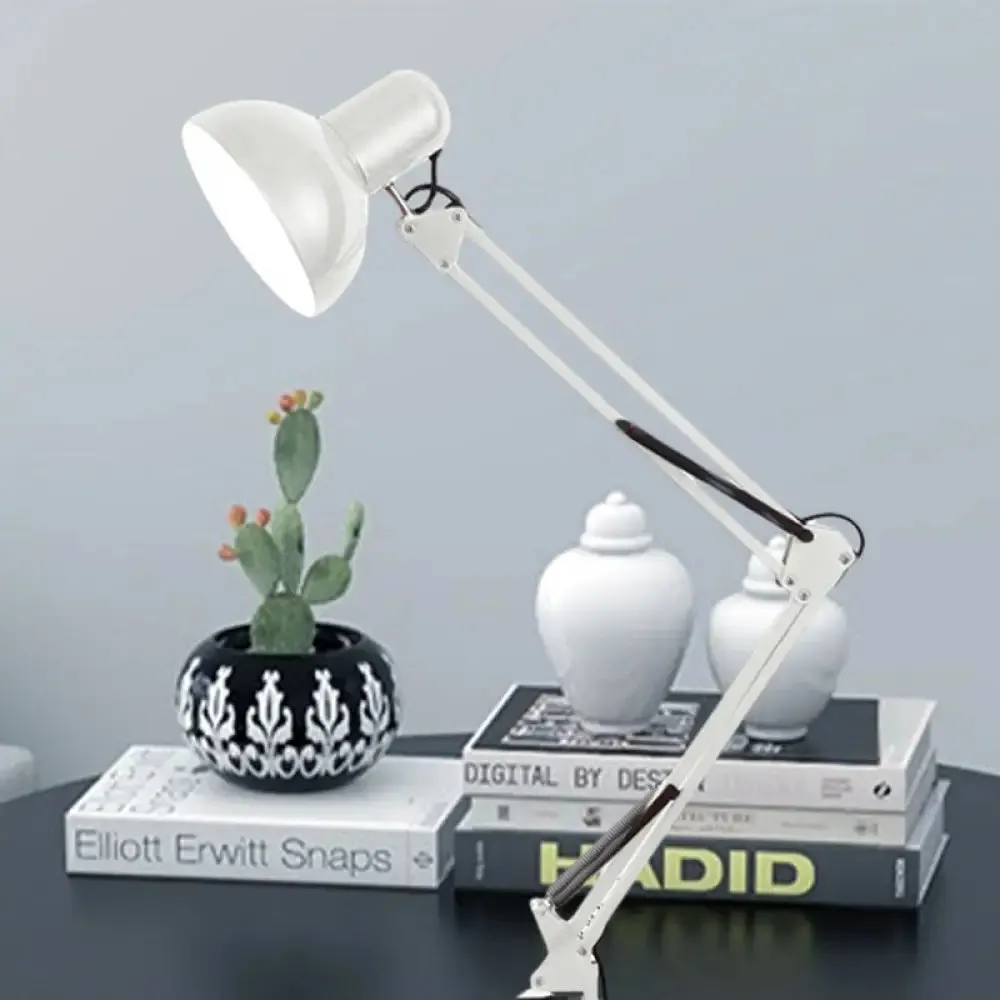 Modern Metal Shade Desk Lamp - Stylish Adjustable 1 Bulb Light for Bedroom Reading