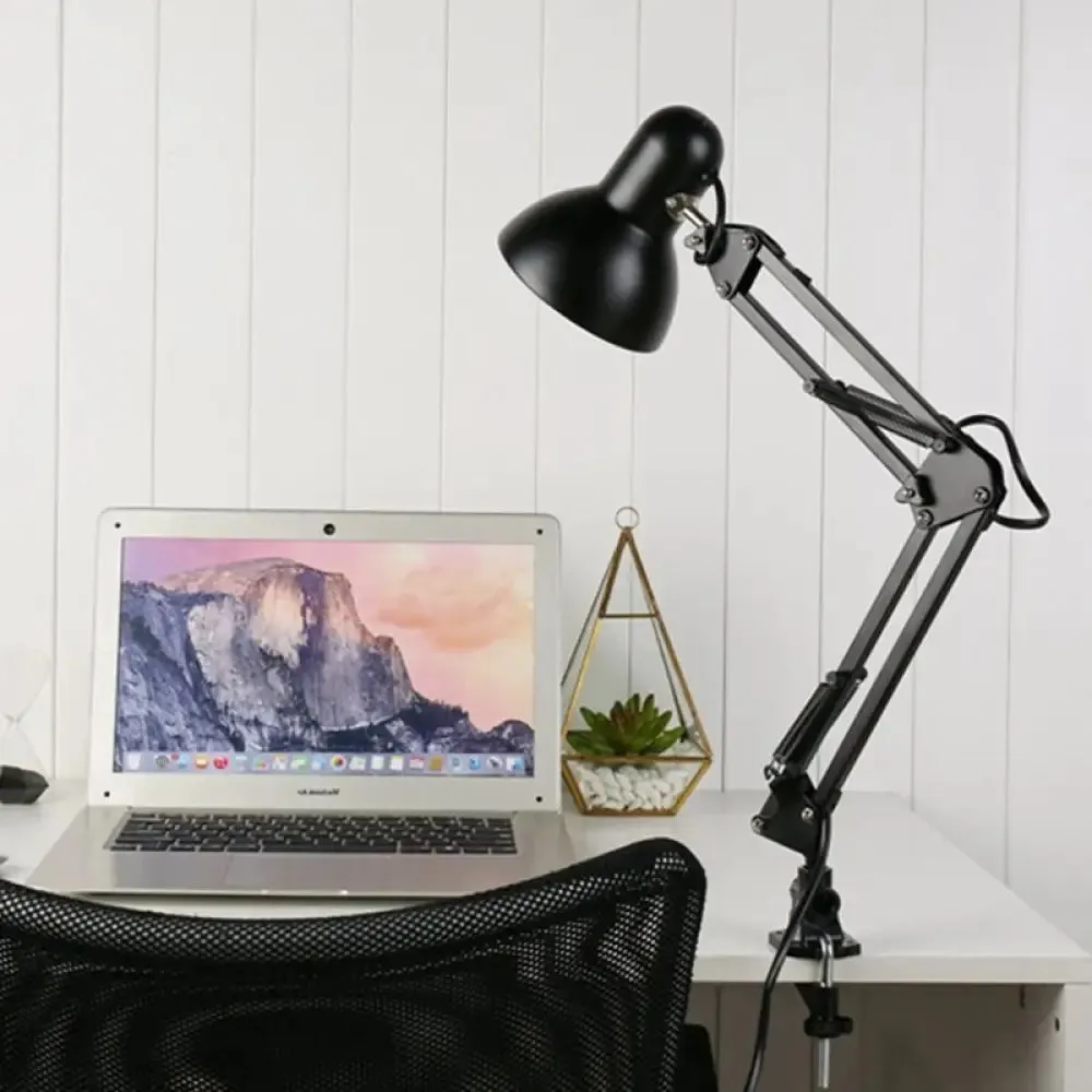 Modern Metal Shade Desk Lamp - Stylish Adjustable 1 Bulb Light for Bedroom Reading