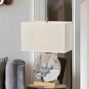 Modernist 1-Head Task Lamp - White Rectangle Reading Light with Fabric Shade