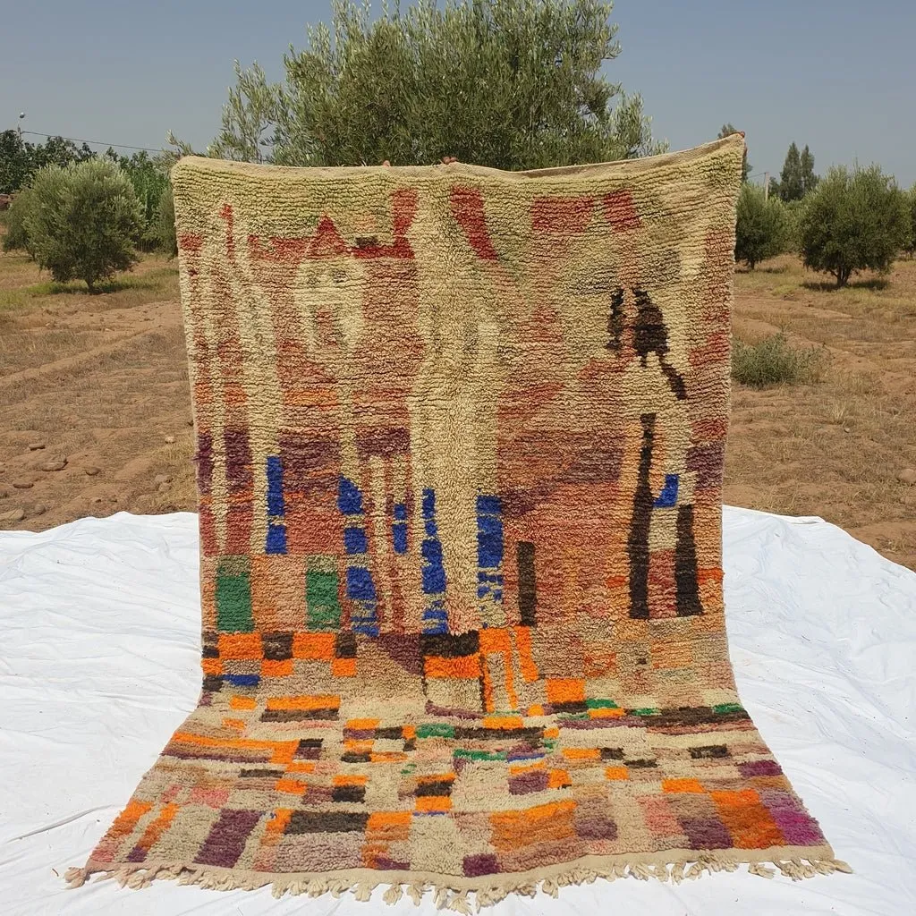 Moroccan Rug Boujaad Colorful Living room carpet | 9'5x6'3 Ft | 290x193 cm | SAHINE | 100% wool handmade