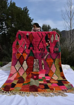 MRELMA | 8'x5 Ft | 254x166 cm | Moroccan Colorful Rug | 100% wool handmade