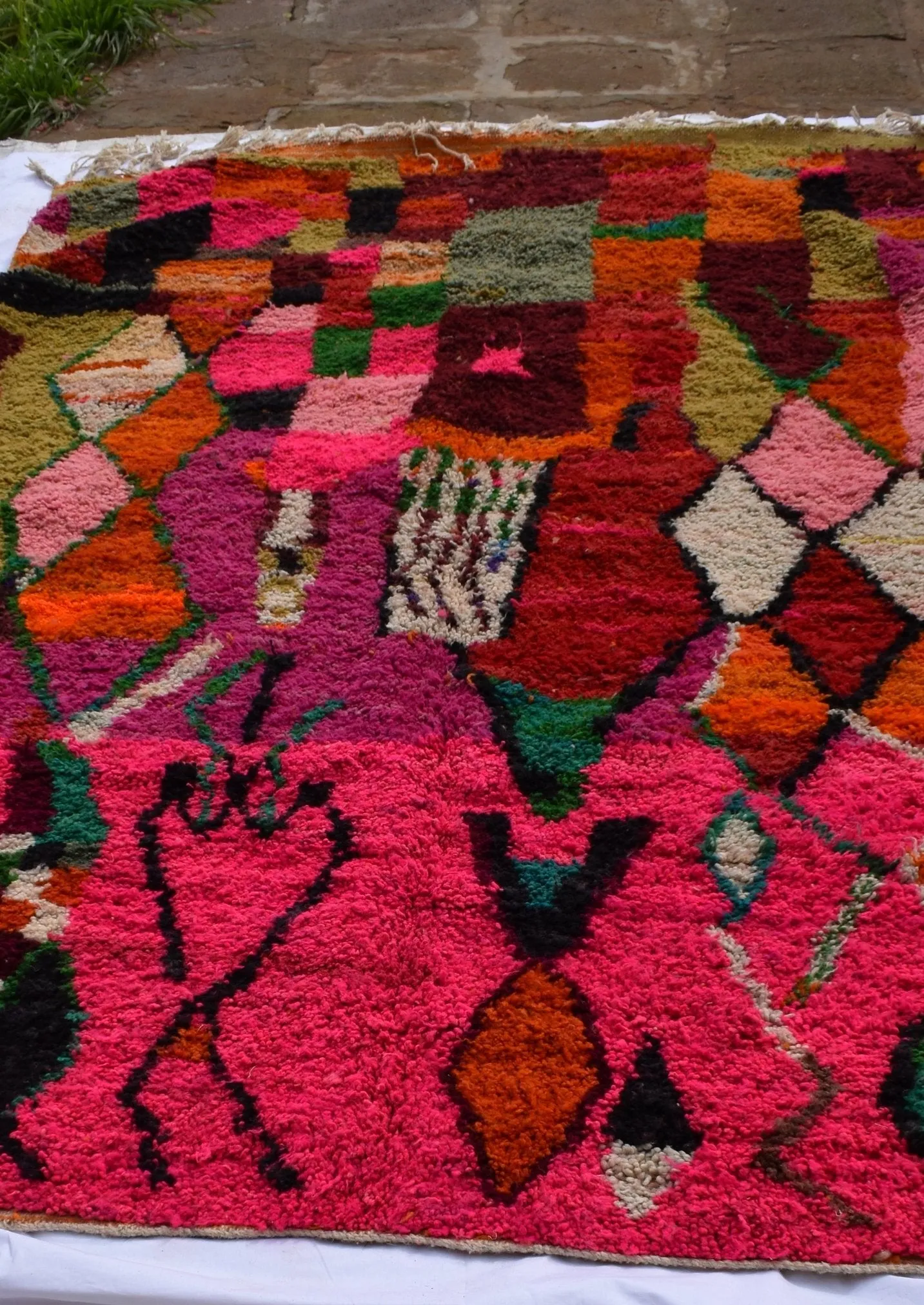 MRELMA | 8'x5 Ft | 254x166 cm | Moroccan Colorful Rug | 100% wool handmade