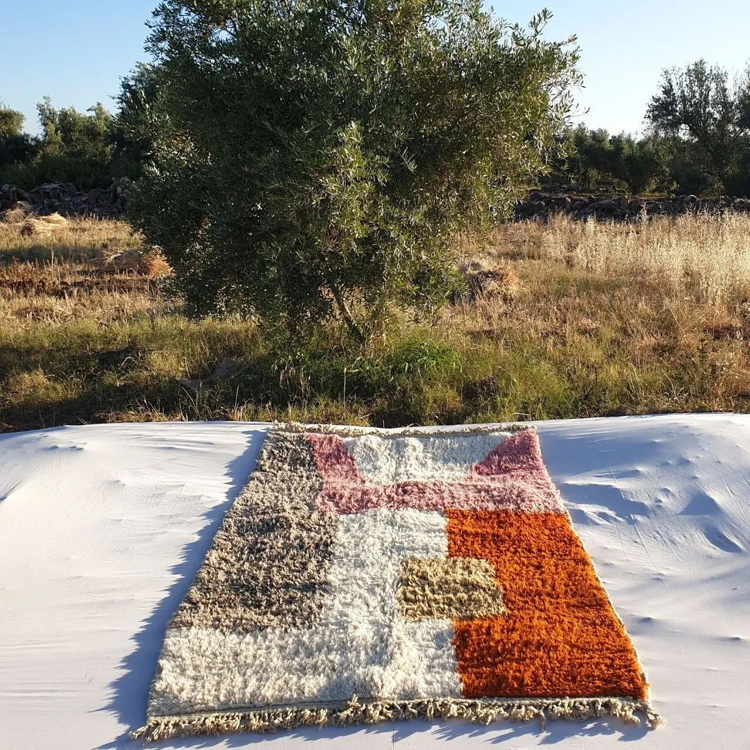 Msara | Authentic Beni Ourain 5x8 Colorful Moroccan Rug | 5'25x8 Ft | 160x244 cm