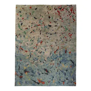 Multicolored Aurora Tibetan Contemporary Wool & Silk Rug - 9' x 12'
