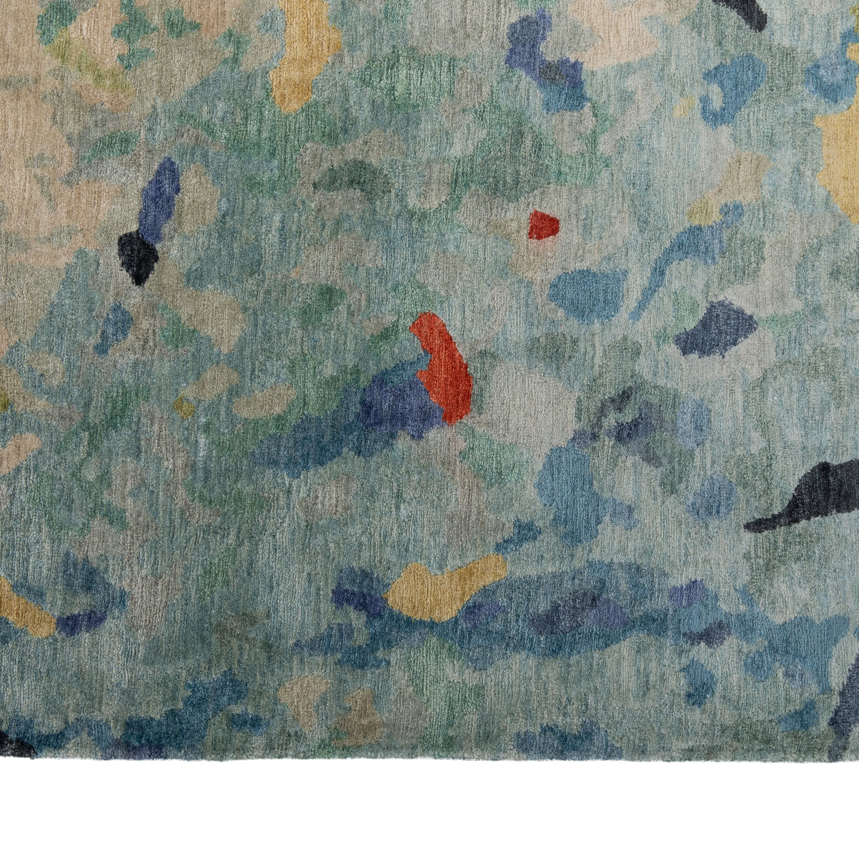 Multicolored Aurora Tibetan Contemporary Wool & Silk Rug - 9' x 12'