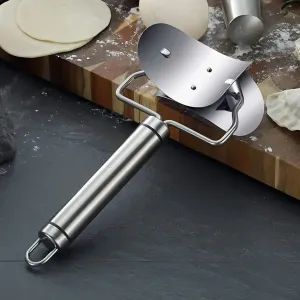Multifunctional Easy and Fast Stainless Steel Puri cutter roller Machine with Handle for Home Baking Tools for Women, Dough Circle Roller Cutter for Kitchen (1 pc)