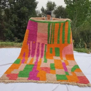NETMEZRA | 10x6'5 Ft | 3x2 m | Moroccan Colorful Rug | 100% wool handmade
