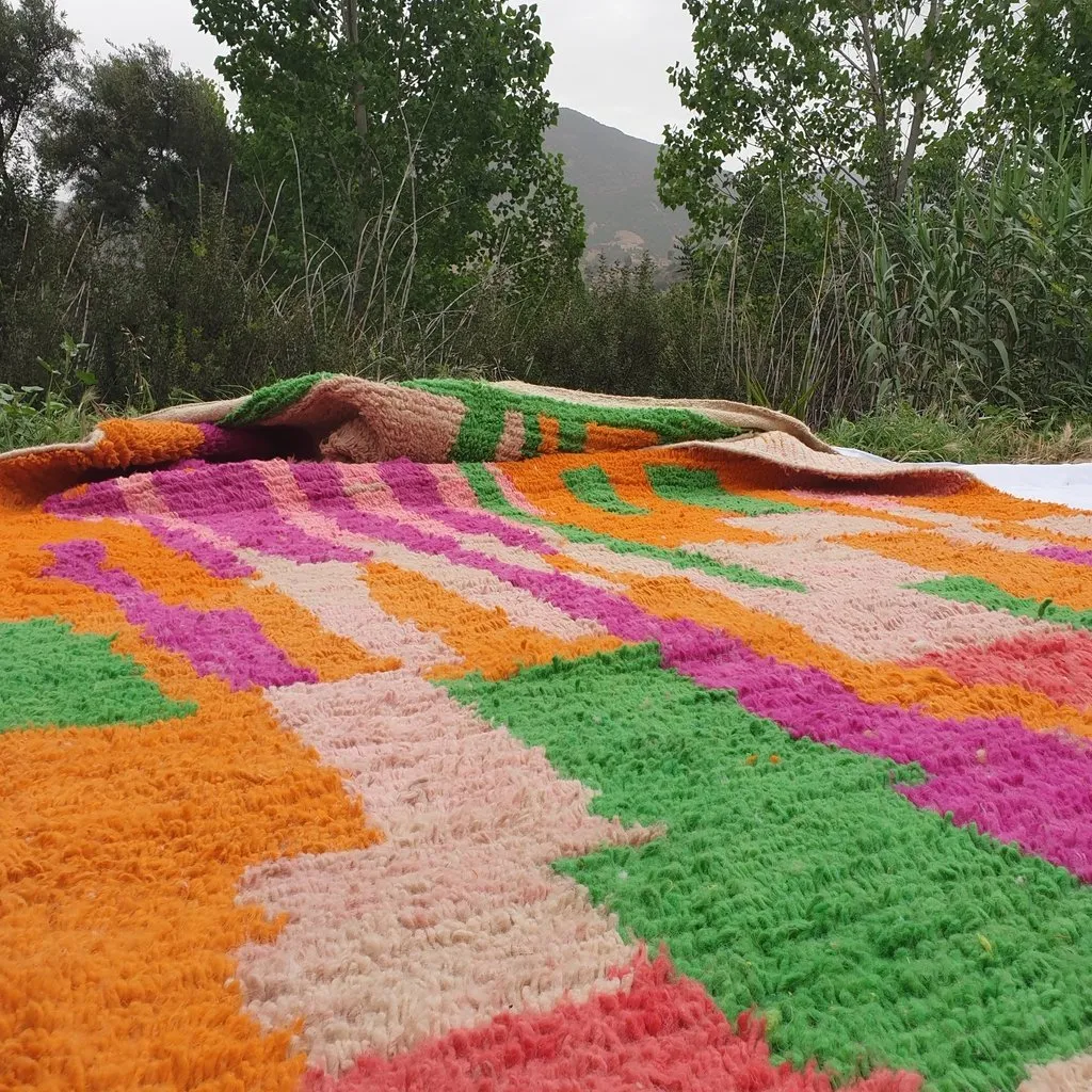 NETMEZRA | 10x6'5 Ft | 3x2 m | Moroccan Colorful Rug | 100% wool handmade