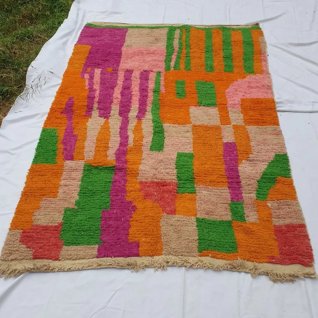NETMEZRA | 10x6'5 Ft | 3x2 m | Moroccan Colorful Rug | 100% wool handmade