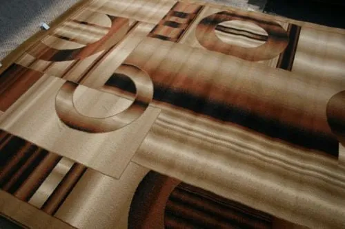 New Contemporary Brown and Beige Modern Squares Circles Area Rugs